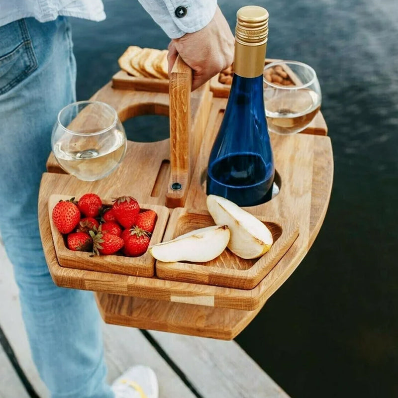 Portable Wooden Picnic Wine Table - WineNest-State of Style