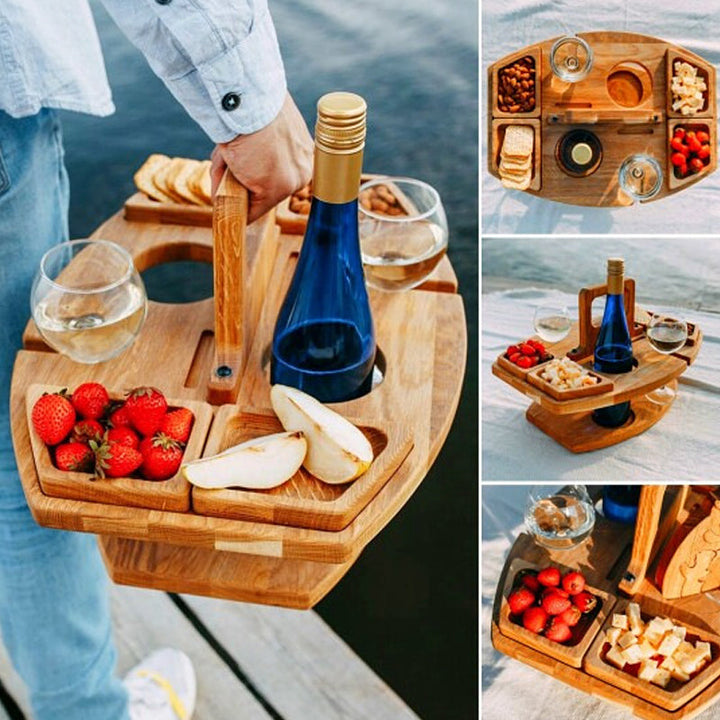 Portable Wooden Picnic Wine Table - WineNest-State of Style