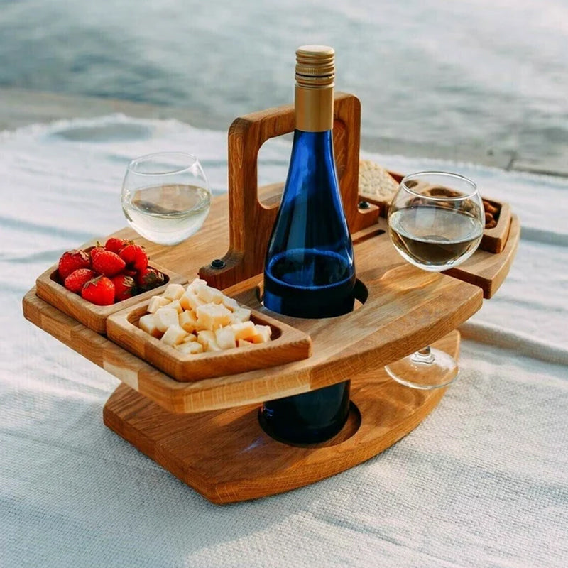 Portable Wooden Picnic Wine Table - WineNest-State of Style