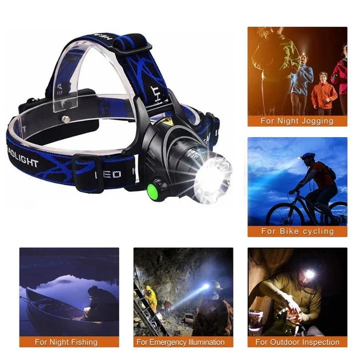 POWERFUL WATERPROOF LED HEADLAMP WITH ZOOM & RECHARGEABLE BATTERY FOR OUTDOOR ACTIVITIES-State of Style