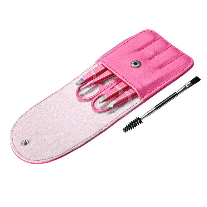 Precision Tweezer Set - 6-piece for Eyebrows with Travel Case-Multicoloured-State of Style