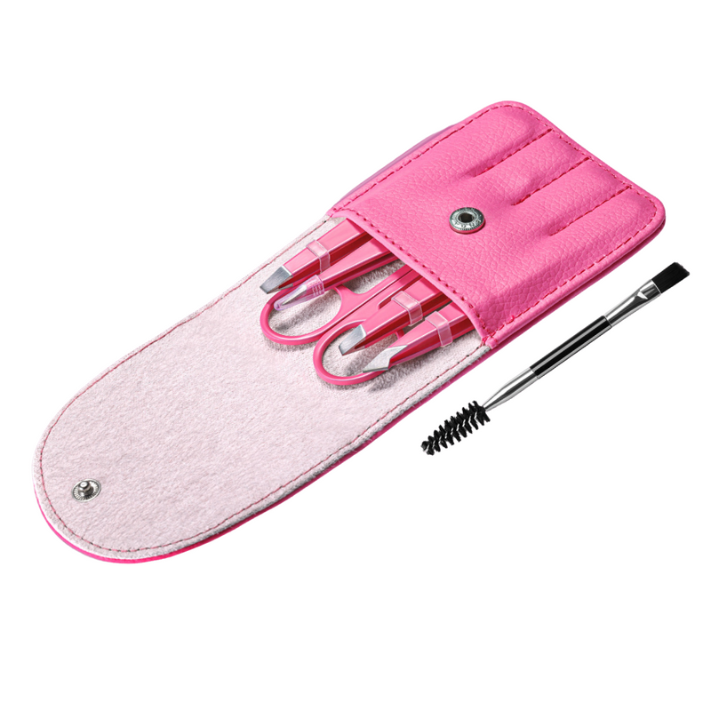 Precision Tweezer Set - 6-piece for Eyebrows with Travel Case-Multicoloured-State of Style