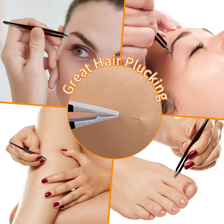 Precision Tweezer Set - 6-piece for Eyebrows with Travel Case-Multicoloured-State of Style