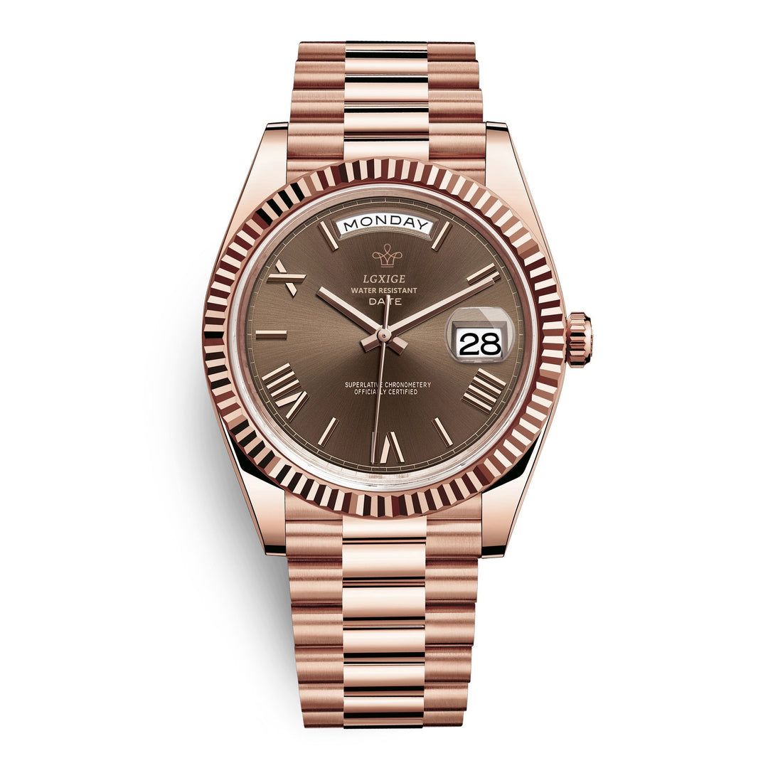 Premium Automatic Watch with Day and Date Function - Solan-Brown-State of Style