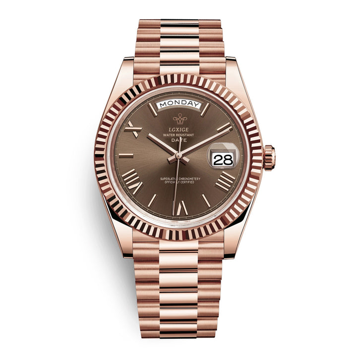 Premium Automatic Watch with Day and Date Function - Solan-Brown-State of Style