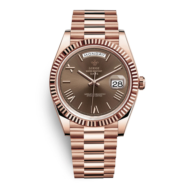 Premium Automatic Watch with Day and Date Function - Solan-Brown-State of Style