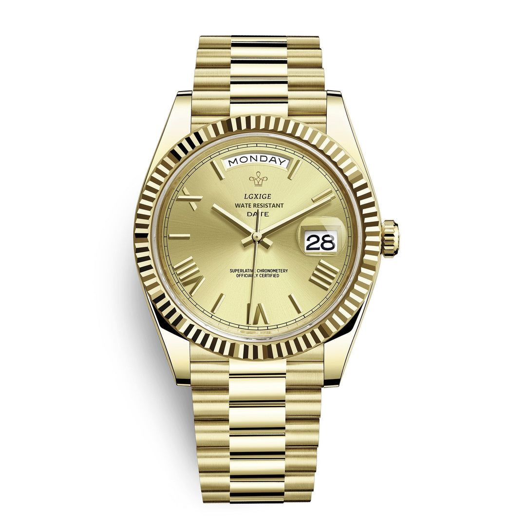 Premium Automatic Watch with Day and Date Function - Solan-Gold-State of Style