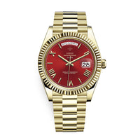 Premium Automatic Watch with Day and Date Function - Solan-Gold/red-State of Style