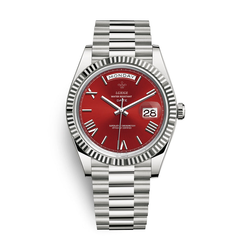 Premium Automatic Watch with Day and Date Function - Solan-Red-State of Style