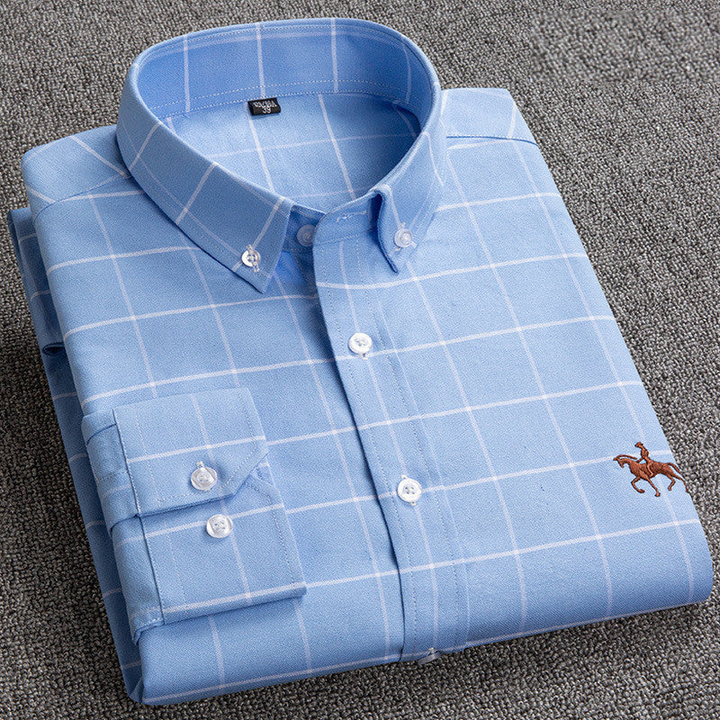 Premium Cotton Shirt - Hugo-Light Blue Check-40 / ~M-State of Style