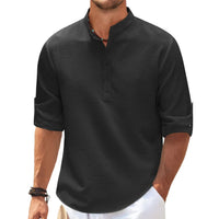 Premium Linen-Look Shirt for Men-Black-S-State of Style