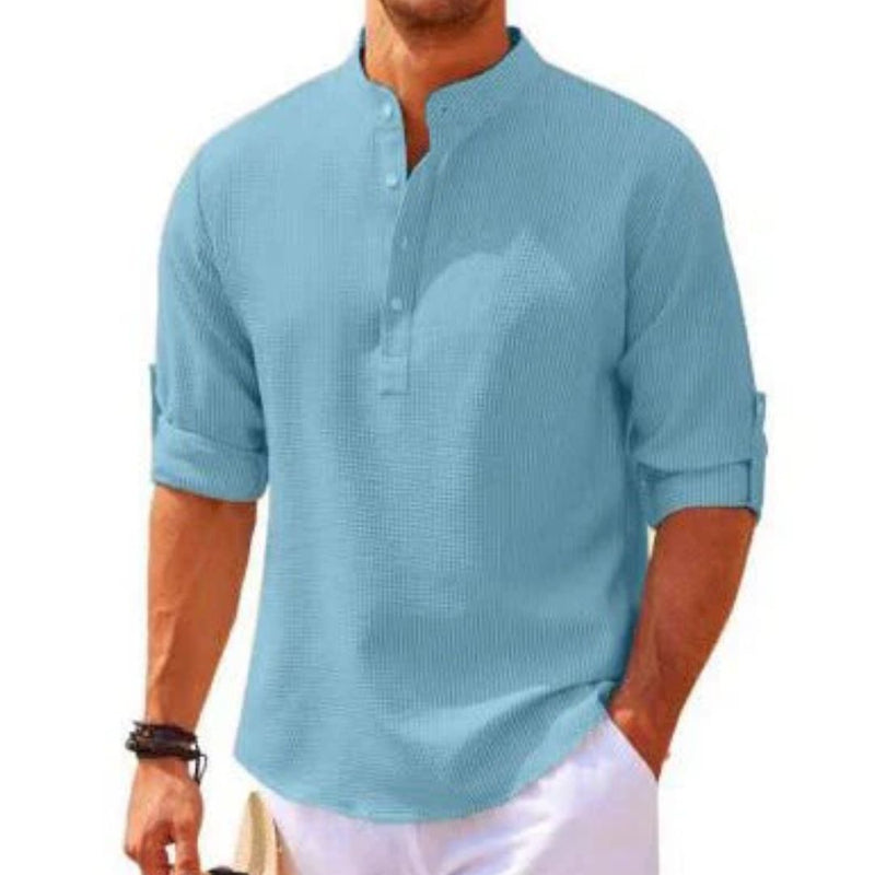Premium Linen-Look Shirt for Men-Blue-S-State of Style
