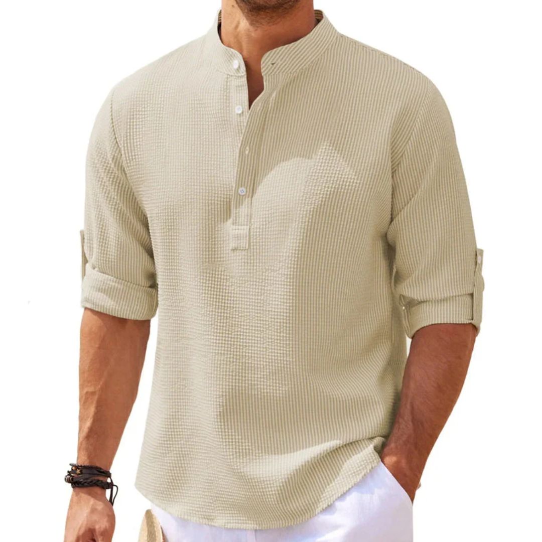 Premium Linen-Look Shirt for Men-Khaki-S-State of Style
