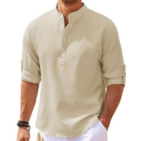 Premium Linen-Look Shirt for Men-Khaki-S-State of Style