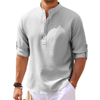 Premium Linen-Look Shirt for Men-Light Grey-S-State of Style