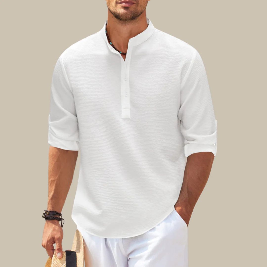 Premium Linen-Look Shirt for Men-White-S-State of Style