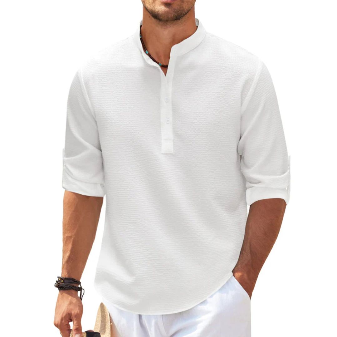 Premium Linen-Look Shirt for Men-White-S-State of Style