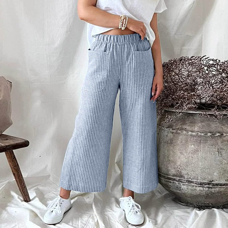 Premium Linen Trousers for Women - Sophia-Blue-S-State of Style