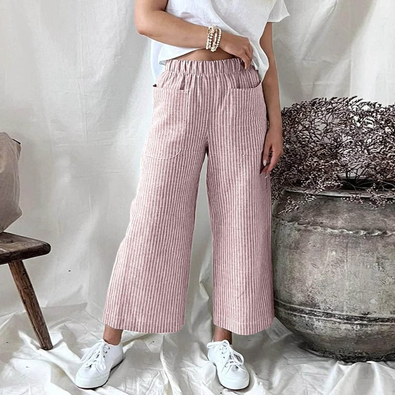 Premium Linen Trousers for Women - Sophia-Pink-S-State of Style