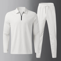 Premium men's leisure set with long-sleeve shirt and joggers – Elian-White-S-State of Style