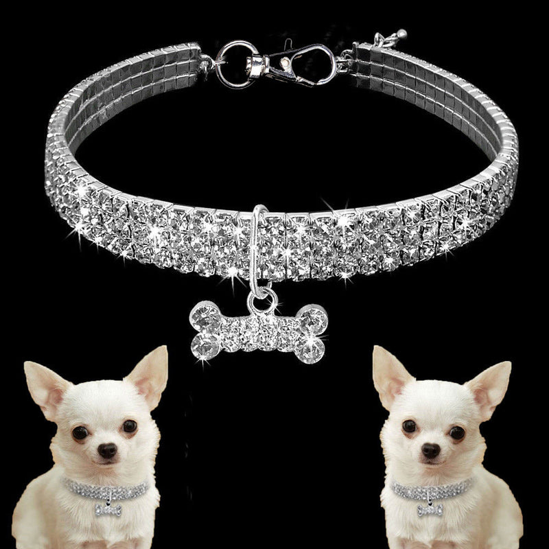 Premium Pet Collar - Bling It On-White-S 19.5x2x1cm-State of Style