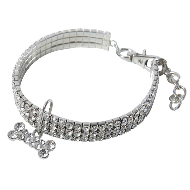 Premium Pet Collar - Bling It On-White-S 19.5x2x1cm-State of Style