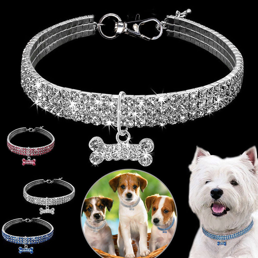 Premium Pet Collar - Bling It On-White-S 19.5x2x1cm-State of Style