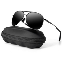 Premium Polarised Aviator Sunglasses - Joey-Black frame - Black lens-State of Style