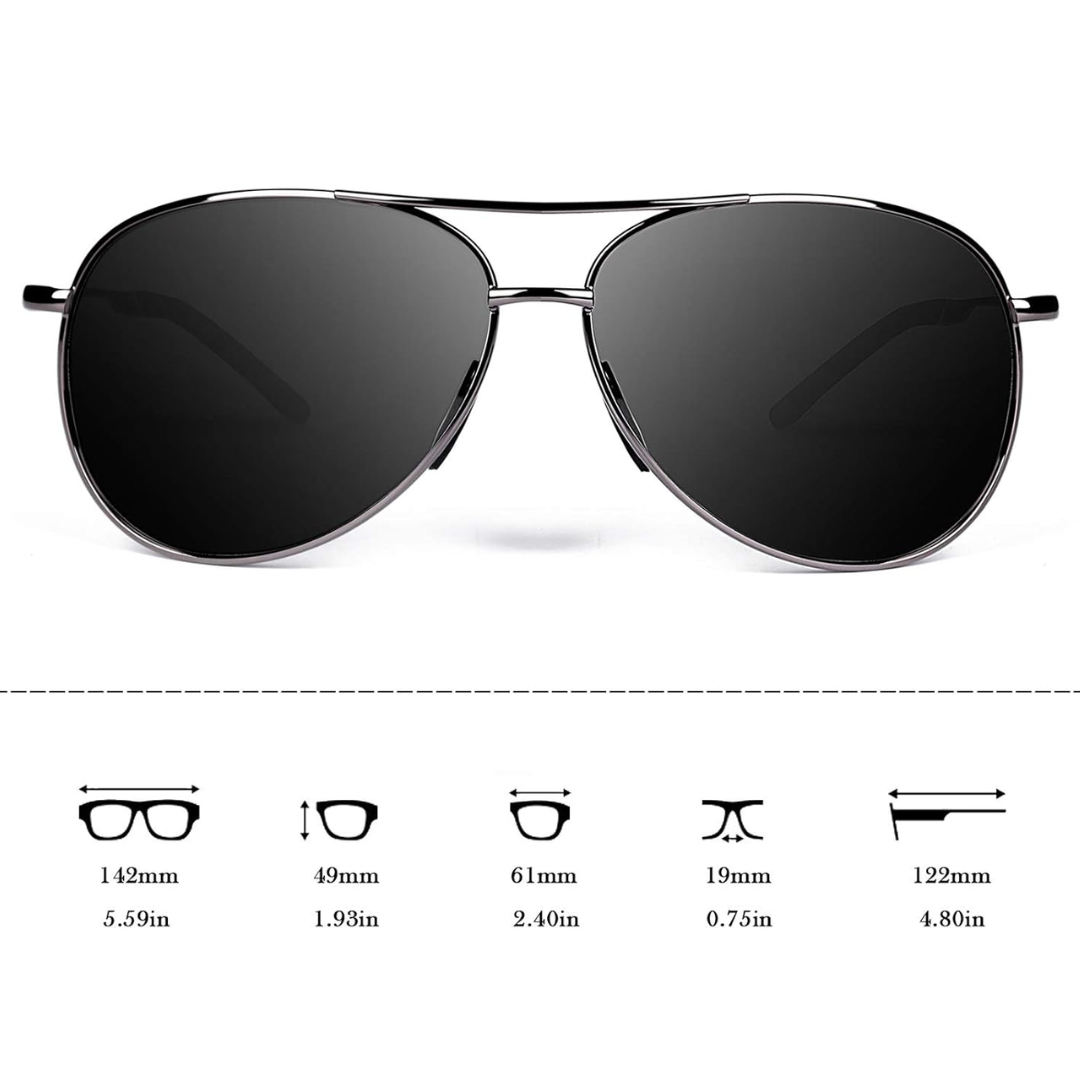 Premium Polarised Aviator Sunglasses - Joey-Grey frame - Black lens-State of Style