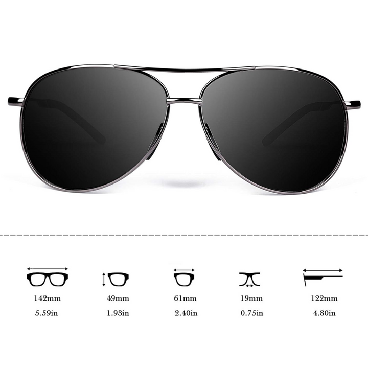 Premium Polarised Aviator Sunglasses - Joey-Grey frame - Black lens-State of Style