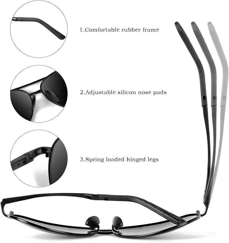 Premium Polarised Aviator Sunglasses - Joey-Grey frame - Black lens-State of Style