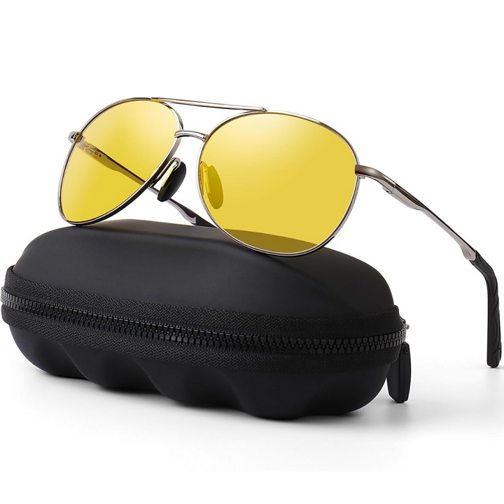 Premium Polarised Aviator Sunglasses - Joey-Grey frame - Yellow lens-State of Style