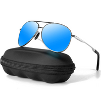 Premium Polarised Aviator Sunglasses - Joey-Silver frame - Blue lens-State of Style