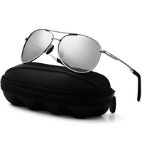 Premium Polarised Aviator Sunglasses - Joey-Silver frame - Silver lens-State of Style