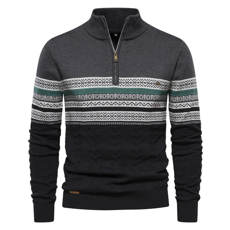 Premium Retro-Pattern Jumper - Leo-Dark Grey-S-State of Style