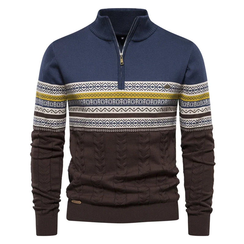 Premium Retro-Pattern Jumper - Leo-Light Blue-S-State of Style