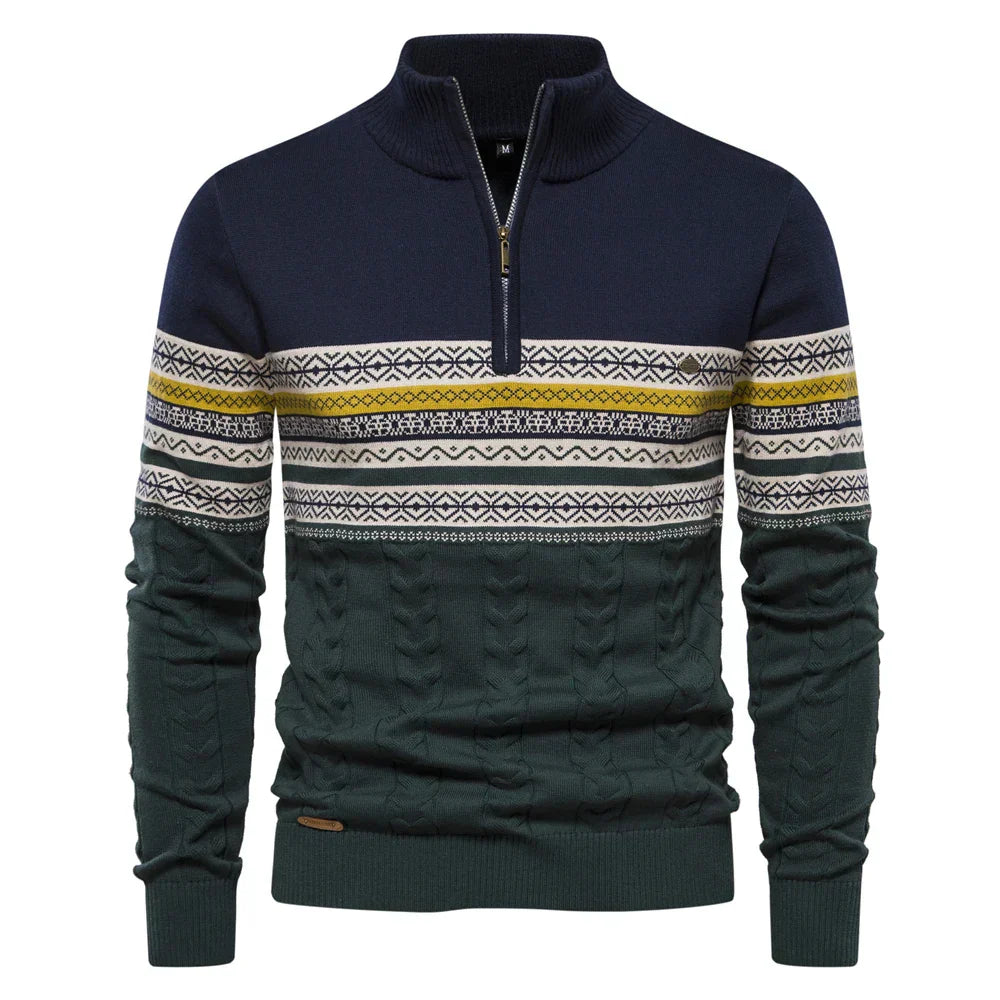 Premium Retro Pattern Sweater - Leo-Marine Blue-S-State of Style