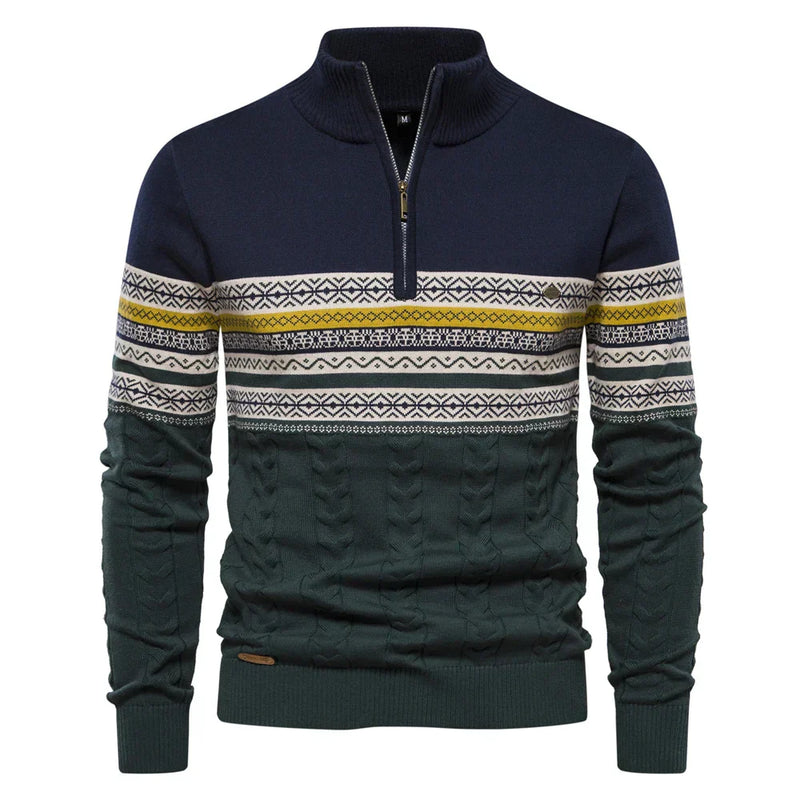 Premium Retro Pattern Sweater - Leo-Marine Blue-S-State of Style