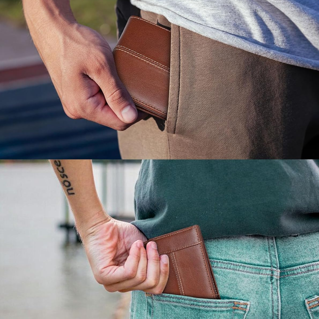 Premium RFID-Blocking Leather Bifold Wallet for Men - SlimArmor-Black-State of Style