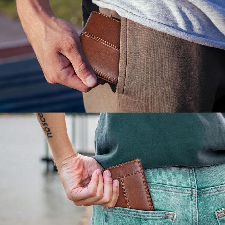 Premium RFID-Blocking Leather Bifold Wallet for Men - SlimArmor-Black-State of Style