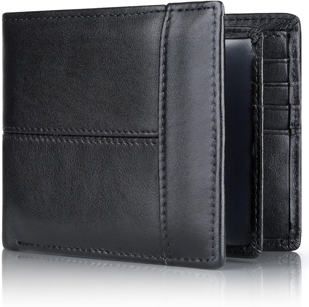 Premium RFID-Blocking Leather Bifold Wallet for Men - SlimArmor-Black-State of Style