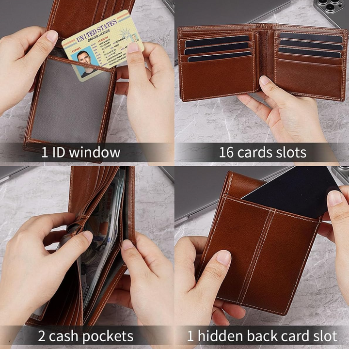 Premium RFID-Blocking Leather Bifold Wallet for Men - SlimArmor-Black-State of Style