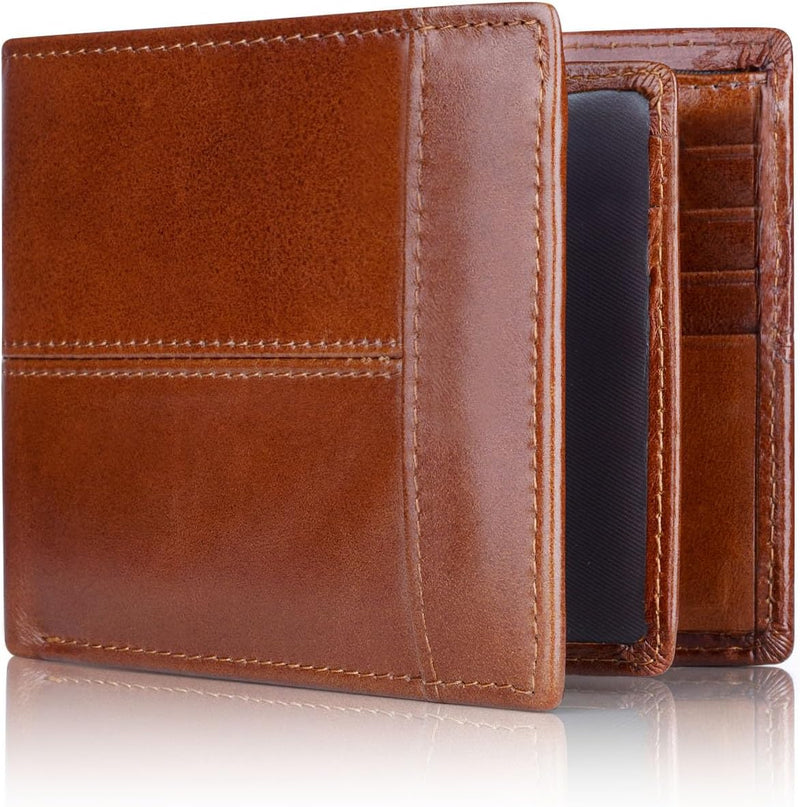 Premium RFID-Blocking Leather Bifold Wallet for Men - SlimArmor-Brick red-State of Style
