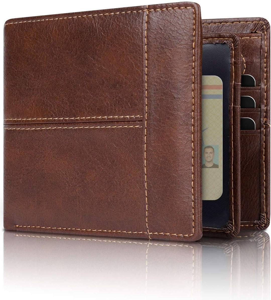 Premium RFID-Blocking Leather Bifold Wallet for Men - SlimArmor-Brown (no zip)-State of Style