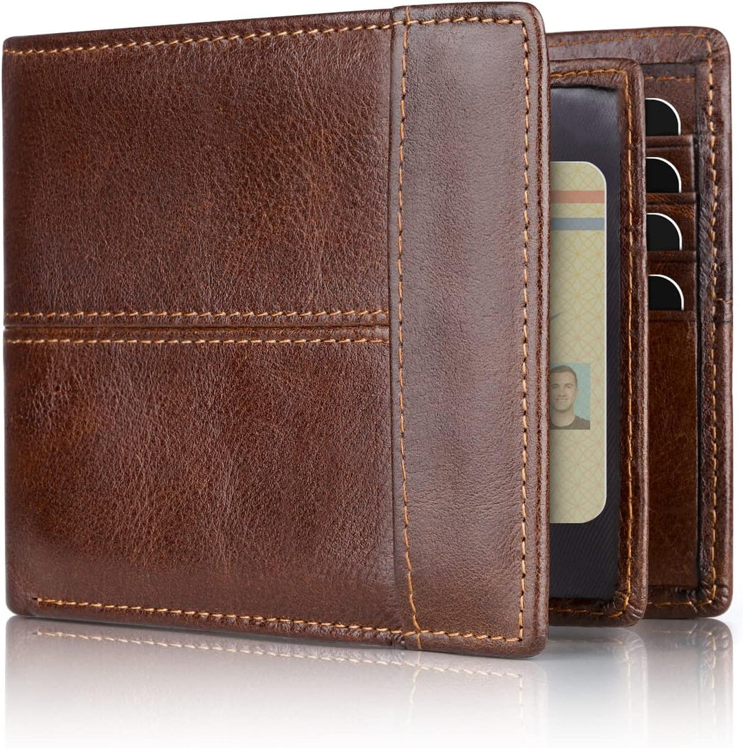 Premium RFID-Blocking Leather Bifold Wallet for Men - SlimArmor-Brown-State of Style