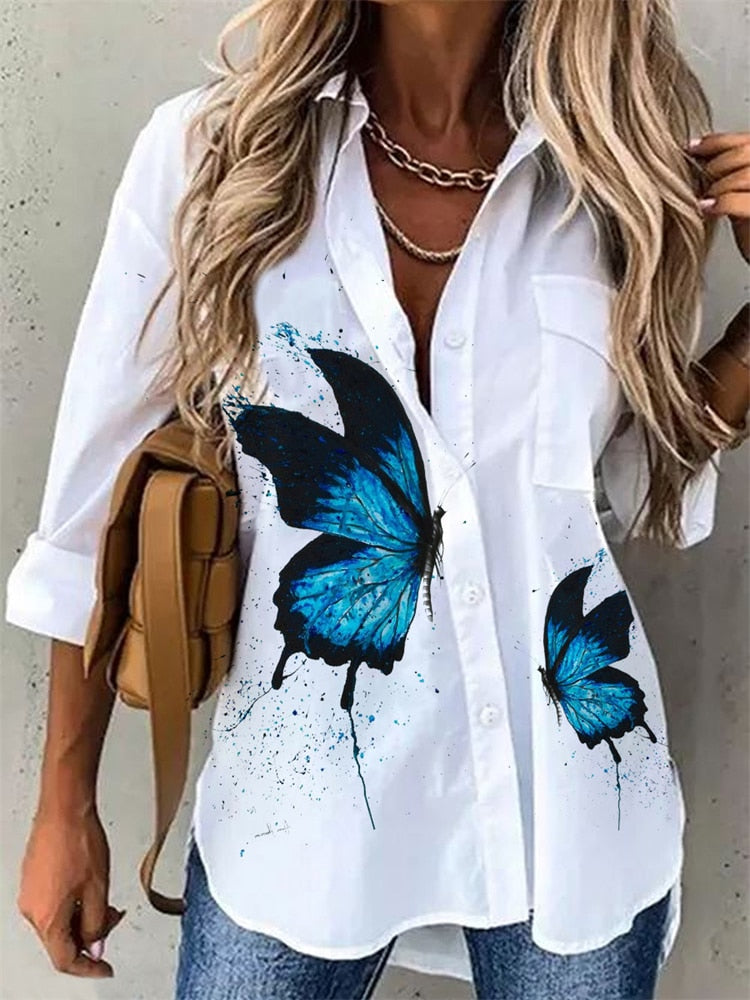 Pretty Blouse | Women's Butterfly Print Blouse-4-S-State of Style