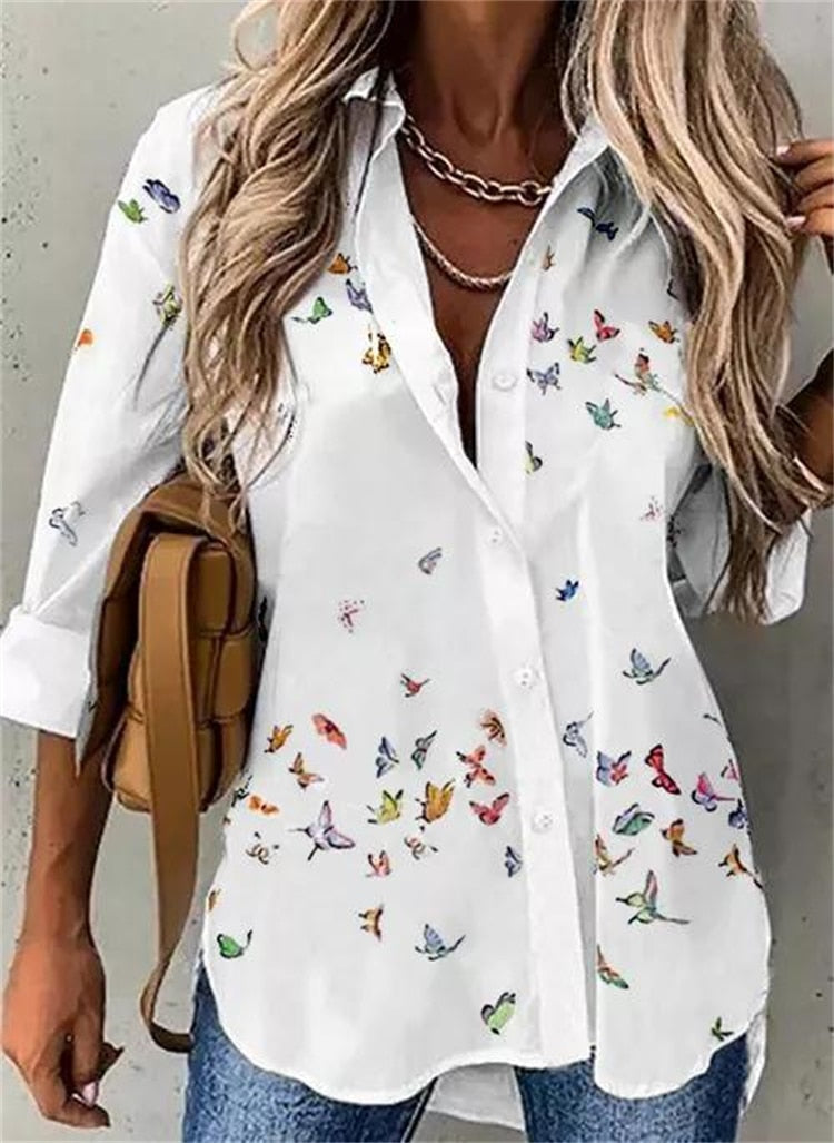 Pretty Blouse | Women's Butterfly Print Blouse-6-S-State of Style