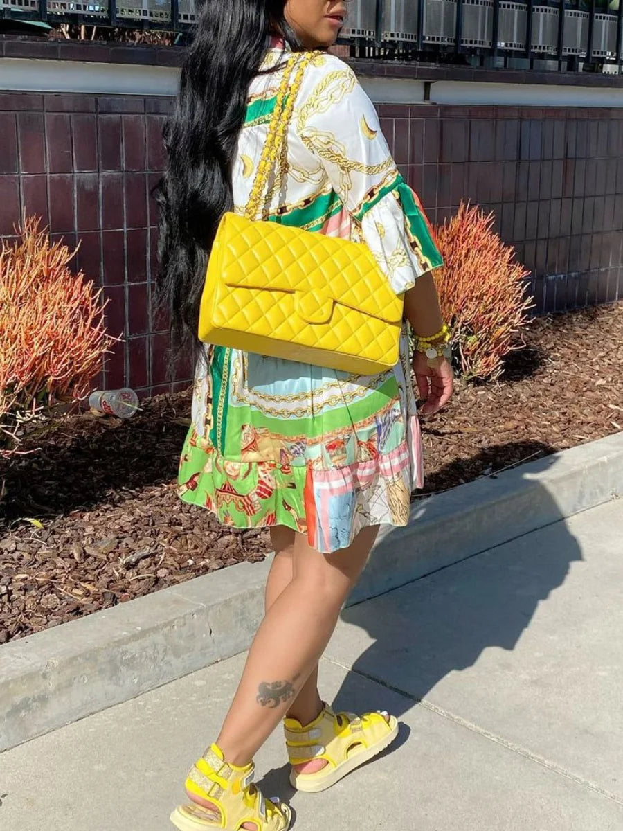 Printed A-Line Summer Dress in Plus Sizes-White-2XL-State of Style