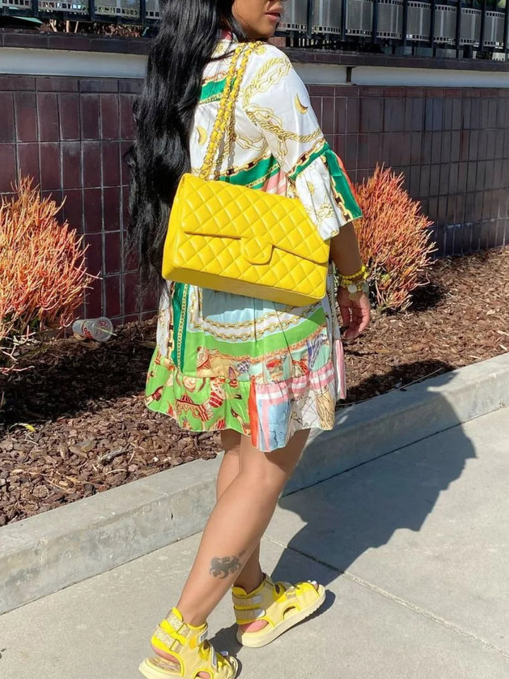 Printed A-Line Summer Dress in Plus Sizes-White-2XL-State of Style