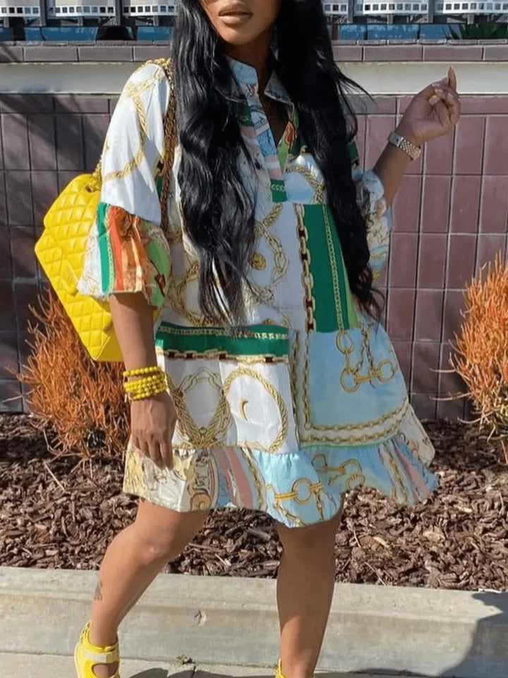 Printed A-Line Summer Dress in Plus Sizes-White-2XL-State of Style
